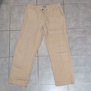 Scott Men's Beige-brown Cotton-linen Chinos